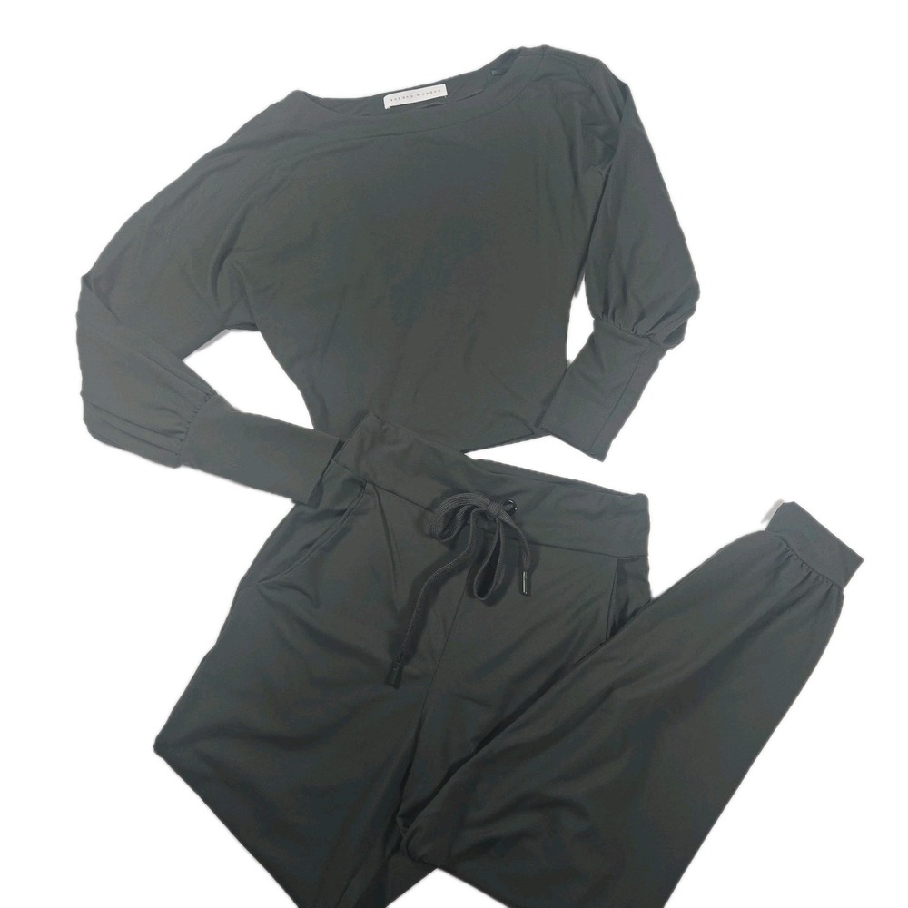 Susana‎ Monaco Women's XS TWO Piece Set Nylon Jogger & Crop Top Green